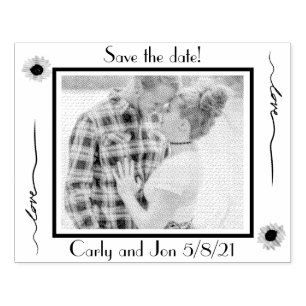 Save the Date Liebe Sonnenblumen und Ihr Foto Gummistempel