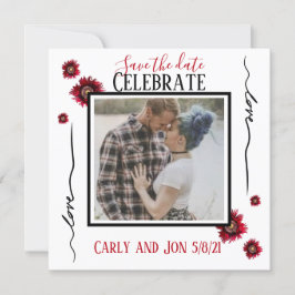 Save the Date Liebe und rote Blume Einladung