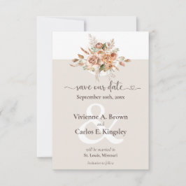 Save the Date Light Earth Tone Boho Floral Foto