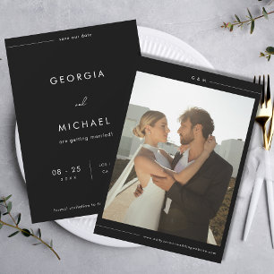 Save The Date Ligne Minimaliste   Élégante Photo de Mariage Mode