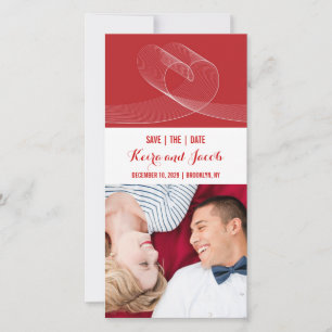 Save The Date Lignes D'Amour De Loopy Blanc Sur Photo Minimalist