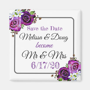Save the Date lila Hochzeits-Magnet Magnet