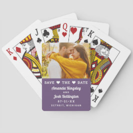 Save the Date Lila Hochzeitsszenario-Foto Spielkarten