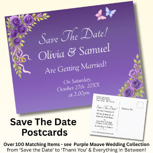 Save the Date - Lila Mauve-Blume und Weiß Ankündigungspostkarte