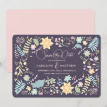 Save The Date. Lila Rosa Blumenkarte