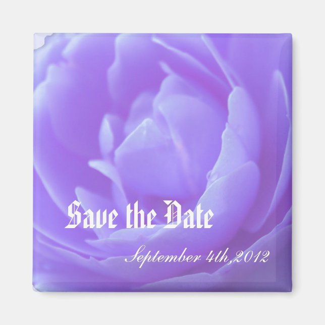 Save the Date, lila Rose Blume Magnet (Vorne)