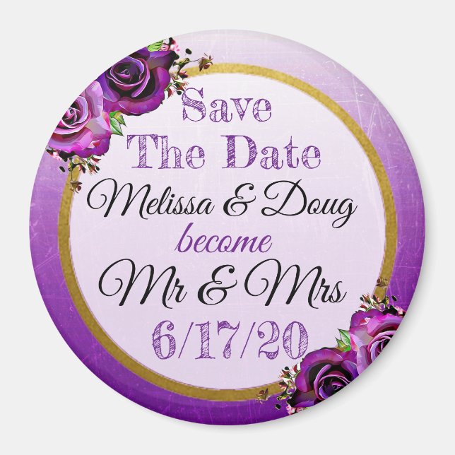 Save the Date Lila Rose Hochzeitsmagazin Magnet (Vorne)