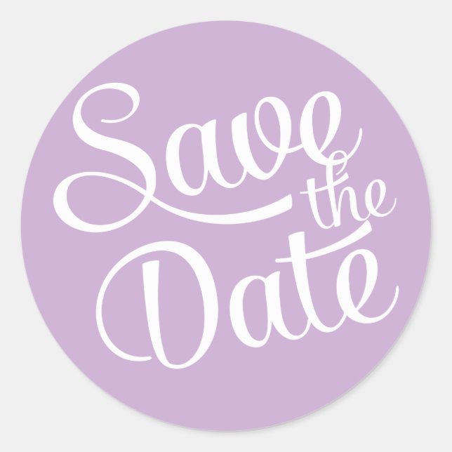 Save the Date Lila Runder Aufkleber (Vorderseite)