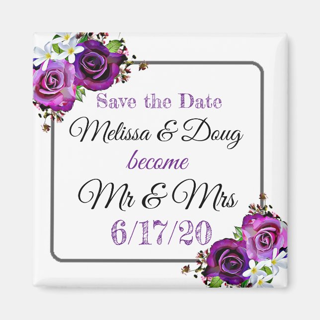 Save the Date Lila Wedding Magnet (Vorne)