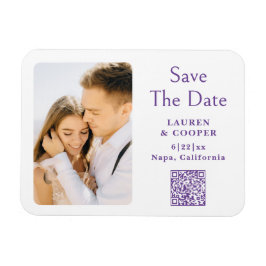 Save the Date Lila White Stylish Modern Wedding Magnet