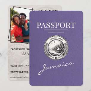 Save The Date Lilac Purple Jamaïque Passeport Enregistrer La Dat