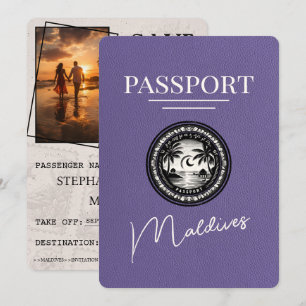Save The Date Lilac Purple Maldives Passeport Enregistrer La Dat