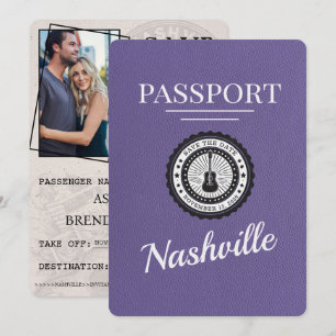 Save The Date Lilac Purple Nashville Passeport Enregistrer La Da