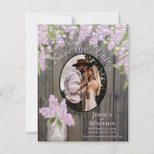 Save The Date Lilacs et lumières sur la grange Mariage violet en