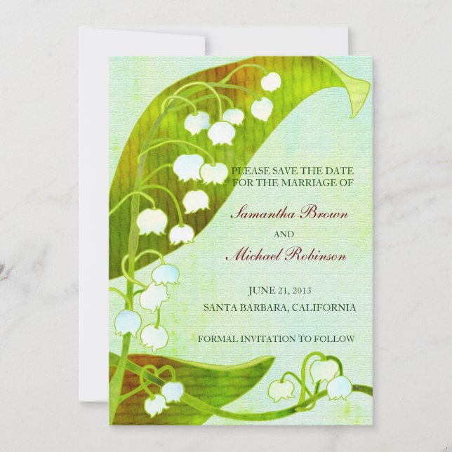 Save The Date Lily de la vallée Mariage rustique Enregistrer la  (Devant)