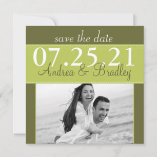 Save The Date Lime Olive Green Photo Mariage Enregistrer la date