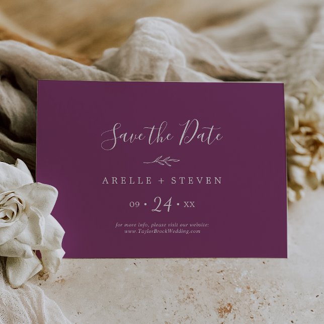 Save The Date Limite De La Feuille Berry Purple Horizontale Enre (Créateur téléchargé)