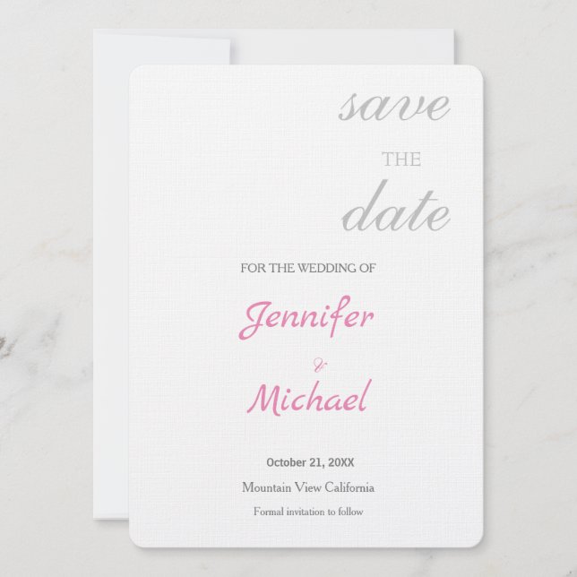 Save The Date Lin Mariage Professionnel Minimaliste Moderne Plai (Devant)