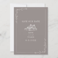 Line Art Barn Amethyst Grey Farm Mariage