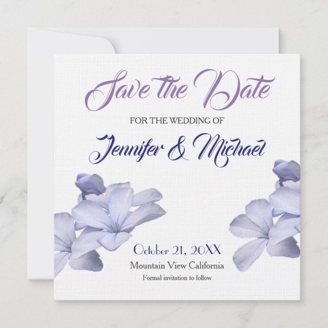Save The Date Linge Enregistrer la date Fleurs de mariage Élégan (Devant)