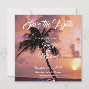 Save The Date Linge Enregistrer la date Mariage Palmiers Exotiqu