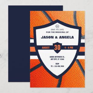 Save The Date Logo de basket-ball emblématique moderne de mariag