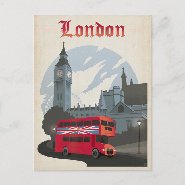 Save The Date | London - Red Bus Ankündigungspostkarte (Vorderseite)