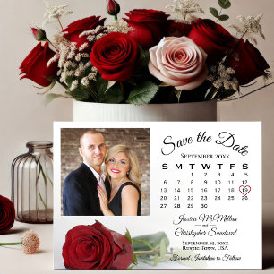 Save The Date Long Stemmed Red Rose Mariage Calendrier & Photo