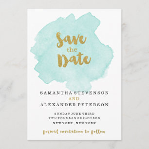 Save The Date L'or et Teal rougissent des économies la date