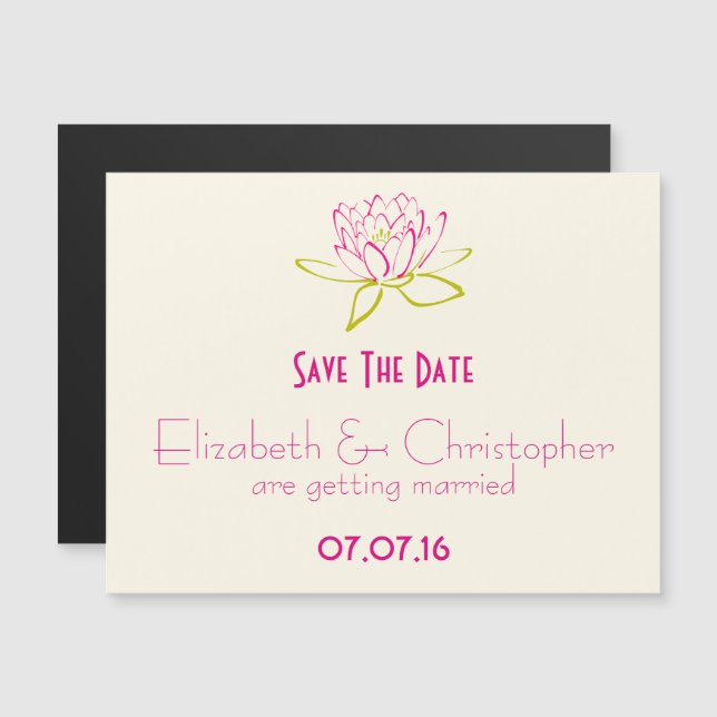Save the Date Lotus Blume / Wasserlilie Magneteinladung (Vorne/Hinten)