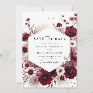 Save The Date Lovely Earthy Burgundy Mariage