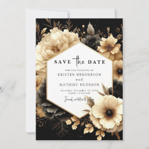 Save The Date Lovely minimaliste or et Mariage noir