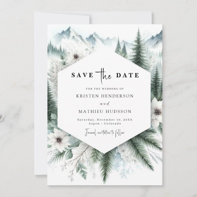 Save The Date Lovely Non Photo Mountain Mariage (Devant)