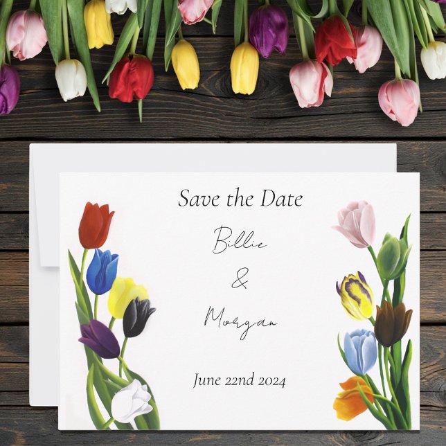 Save The Date LQBTQ plus Fleurs de tulipes (Créateur téléchargé)