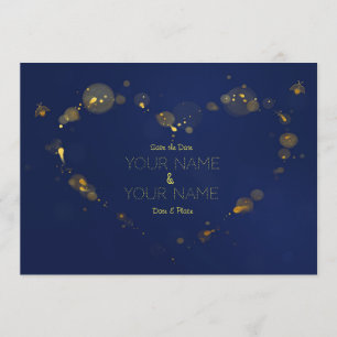 Save The Date Luciole bleu profond et doré Enregistrer la date