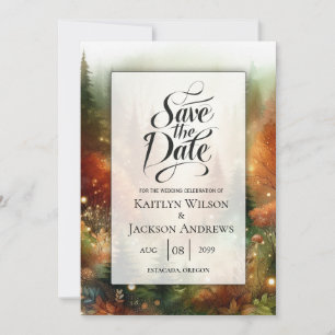 Save The Date Lueur d'automne dans le mariage de la forêt enchan