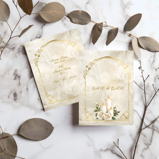 Save The Date Lumière de bougie à armature de roses d'or et de b