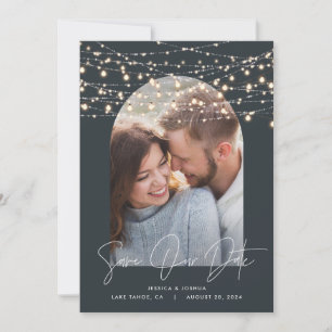 Save The Date Lumière de corde de photo d'arche 1 écriture moder