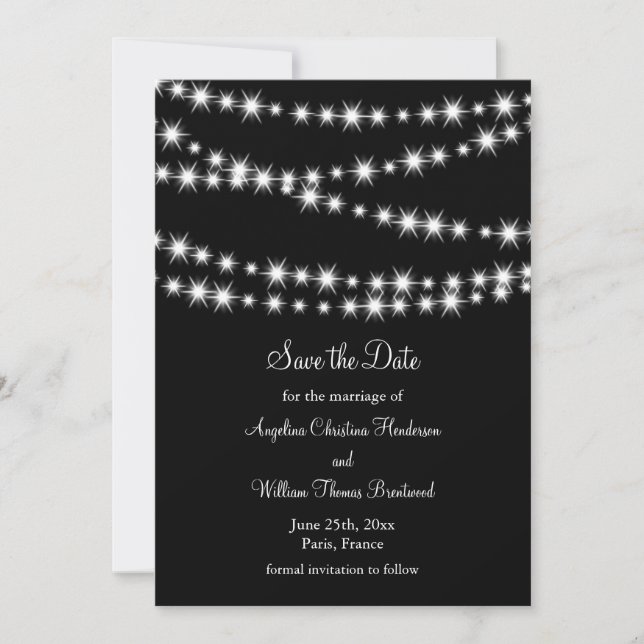 Save The Date Lumières à double rayon Enregistrer la date (noir) (Devant)