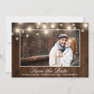 Save The Date Lumières de Chaîne de Photo en Bois Rustique   Sau