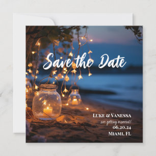 Save The Date Lumières de fée de soirée de plage de destination