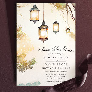 Save The Date Lumières de Lanterne Botanique d'Arbre Rustique En