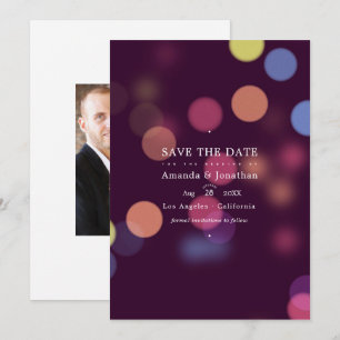 Save The Date Lumières de mariage Bokeh Moderne Classique