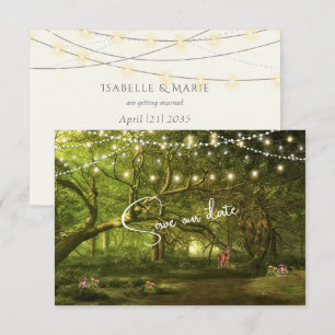 Save The Date Lumières de mariage de forêt enchantée Champignons