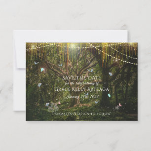 Save The Date Lumières de papillons forestiers enchantés