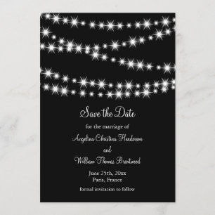 Save The Date Lumières de Twinkle Enregistrer la date (noir)