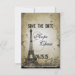 Save The Date Lumières en argent Tour Eiffel Économisez la date