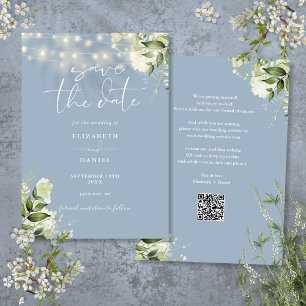 Save The Date Lumières guirlandes florales bleu poussiéreux Code
