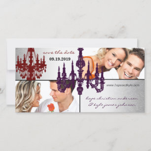 Save The Date Luminaire en damas d'argent Photo d'annonce de dat
