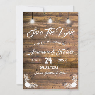 Save The Date Luminaires à crémaillère en bois rustique